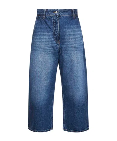 Studio Nicholson Blue Denim Chalco Cropped Jeans In Blue