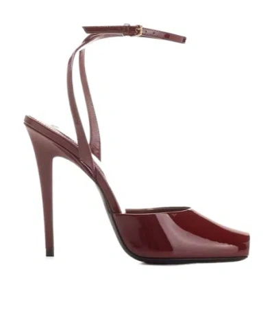 Saint Laurent La Scandale Patent Ankle-strap Sandals In Grenade