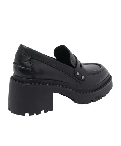 Ash Chunky Heel Leather Loafers With Penny Strap In Black