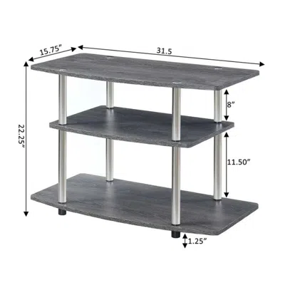Convience Concept Designs2go No Tools 3 Tier Tv Stand Weathered Gray