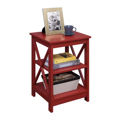 Convenience Concepts Oxford End Table With Shelves Cranberry Red