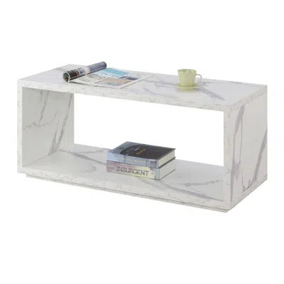 Convenience Concepts Northfield Admiral Coffee Table With Shelf, White Faux Marble