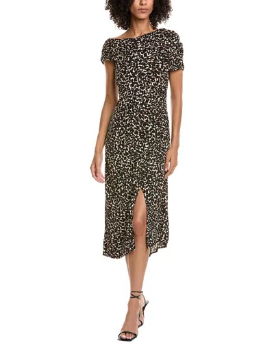 Diane Von Furstenberg Agustin Off-the-shoulder Ruched Leopard-print Crepe Midi Dress In Multi