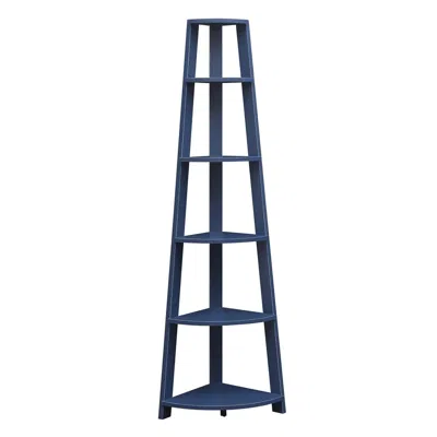 Convenience Concepts Newport 5 Tier Corner Bookshelf Cobalt Blue