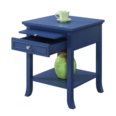 Convenience Concepts American Heritage Logan 1 Drawer End Table With Pull-out Shelf, Cobalt Blue
