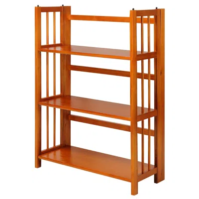 Casual Home 3-shelf Folding Stackable Bookcase 27.5" Wide-honey Oak In Brown