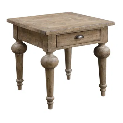 Wallace & Bay Oceans Square End Table, Sandstone Buff In Brown
