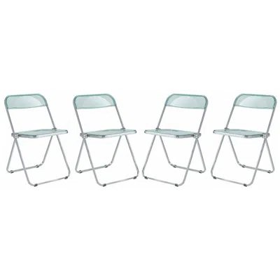 Leisuremod Lawrence Acrylic Folding Chair With Metal Frame, Set Of 4