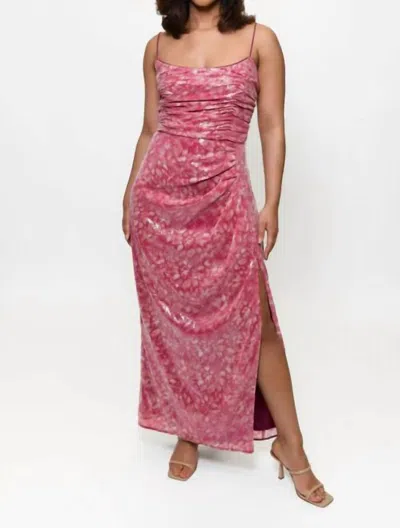Hutch Luxe Gown In Fuschia Shibori Floral In Multi