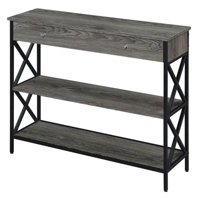 Convenience Concepts Tucson 1 Drawer Console Table, Weathered Gray/black