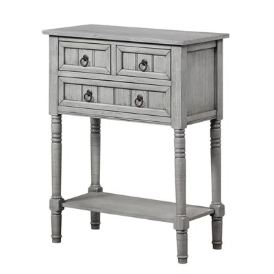 Convenience Concepts Kendra 3 Drawer Hall Table With Shelf, Wirebrush Light Gray Finish