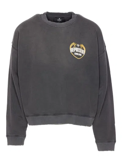 Represent Washed-effect Black Cotton Sweatshirt In Black