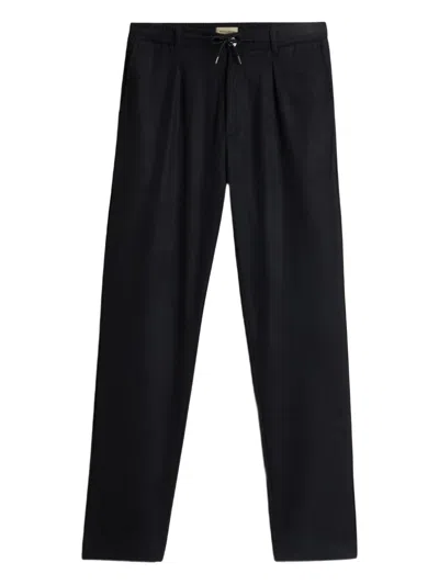 Woolrich Pleated Drawstring Trousers In Blue