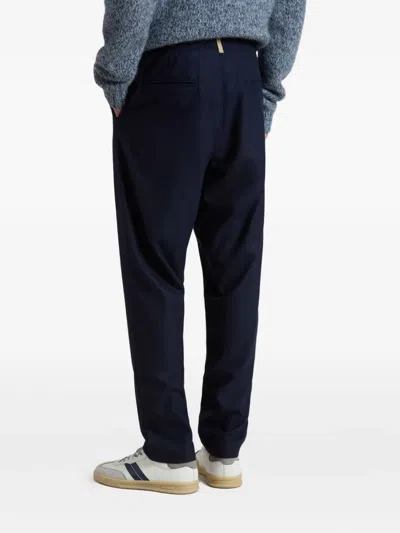 Woolrich Pleated Drawstring Trousers In Blue