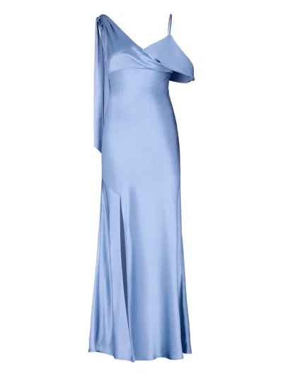 Nicholas Mirabelle Asymmetric Tie Shoulder Dress In Blue