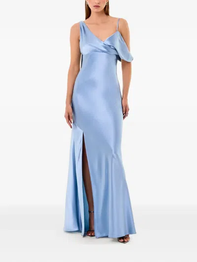 Nicholas Mirabelle Asymmetric Tie Shoulder Dress In Blue