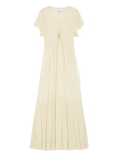 Isabel Marant Agathe Tiered Gathered Silk-crepon Maxi Dress In Neutrals