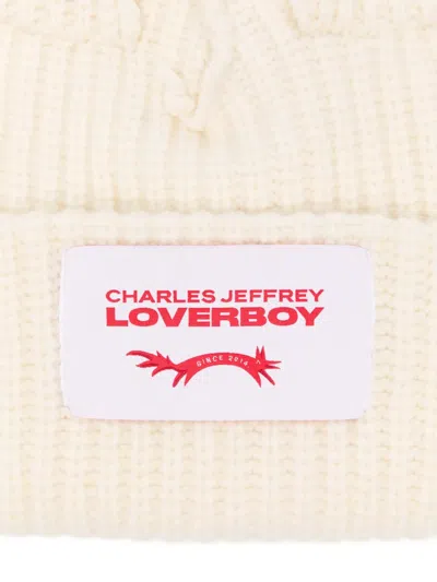 Charles Jeffrey Loverboy Mens Chunky-ear Logo-patch Knitted Wool-blend Beanie Hat Ecru In Neutral