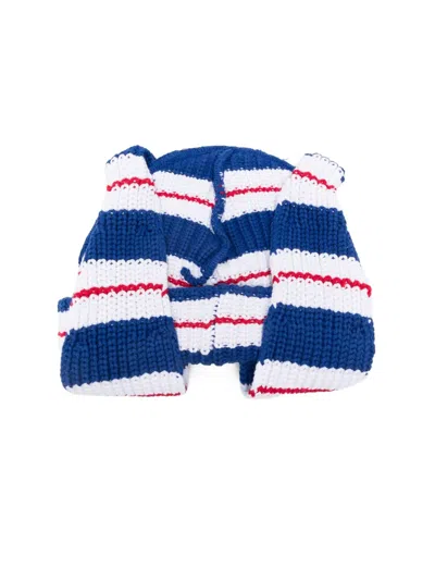 Charles Jeffrey Loverboy Pop Up-ear Striped Beanie In Blue