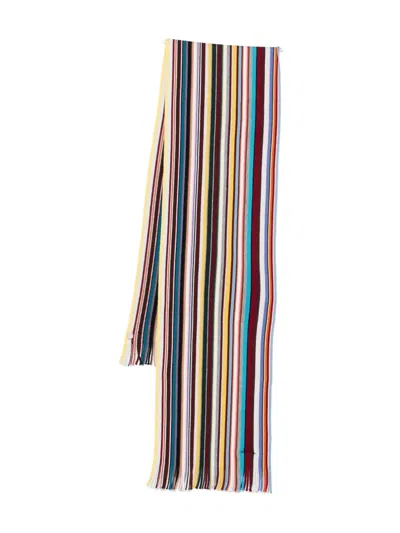 Paul Smith Striped-intarsia Wool Scarf In Multi