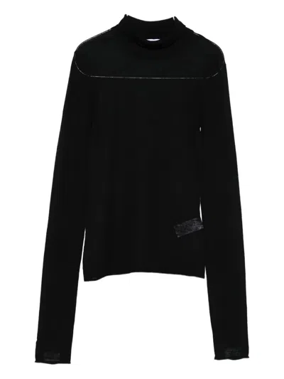 Patrizia Pepe Turtleneck Knitted Top In Black