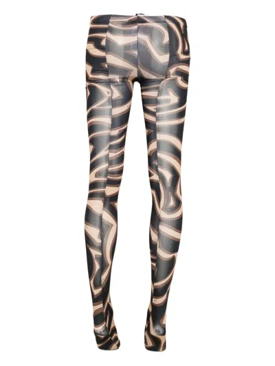 Pucci Printed Tights In Brown