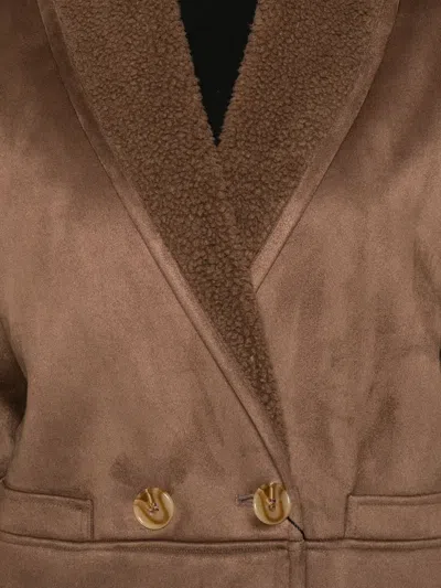 Betta Corradi Double-breasted Fleece-lined Coat In Brown