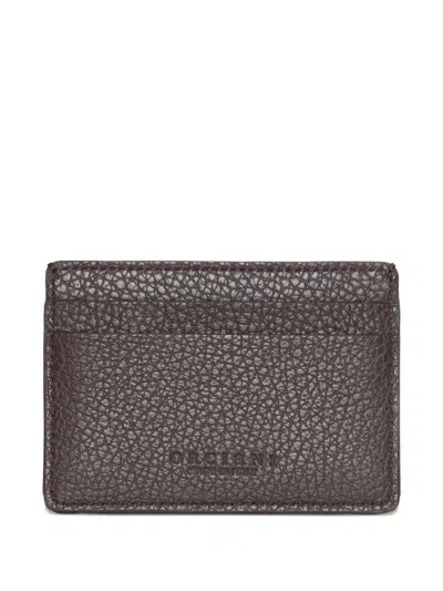 Orciani Hammered-leather Logo Cardholder In Brown