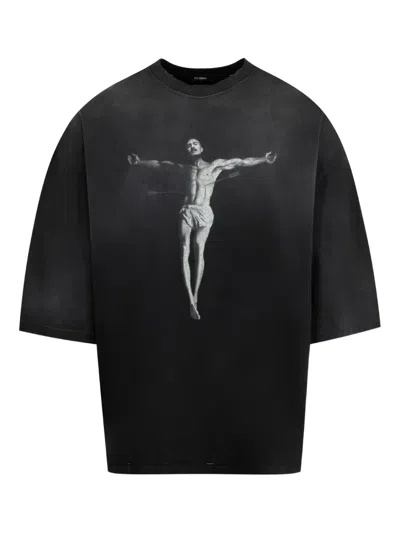 Willy Chavarria Slate Cotton Tarantula Buffalo Oversize T-shirt In Black