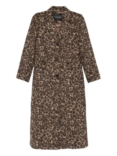 Thelaurent Leopard-print Single-breasted Coat In Brown