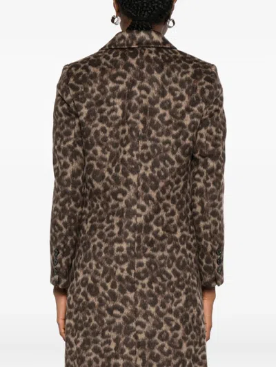 Thelaurent Leopard-print Single-breasted Coat In Brown