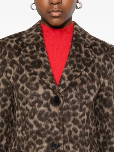 Thelaurent Leopard-print Single-breasted Coat In Brown