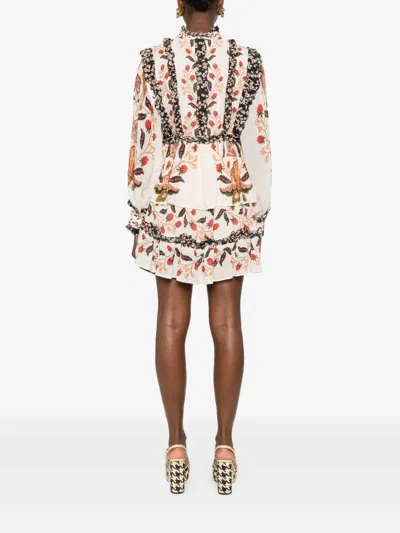 Farm Rio Berry Garden Cream Mini Dress Berry Garden Cream In Multi