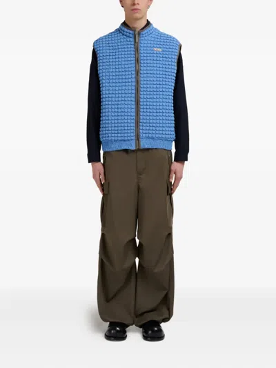 Marni Pluriball Quilted Relaxed Fit Zip Front Vest In Blue