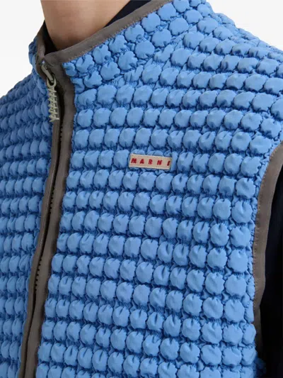 Marni Pluriball Quilted Relaxed Fit Zip Front Vest In Blue