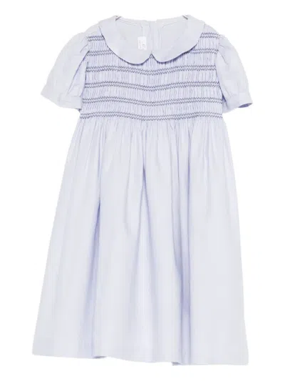 Mariella Ferrari Peter Pan-collar Smocked Dress In Blue