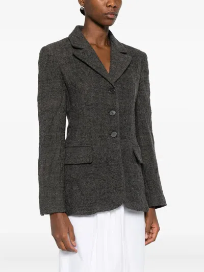 Low Classic Single-breasted Wool Blazer In Gray