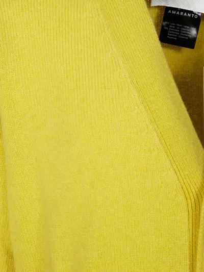 Amaranto Cropped Buttoned Cardigan With Distressed Detailing In Yellow