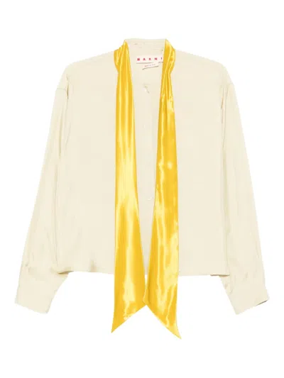 Marni Boxy Fit Button-up With Scarf In Multi