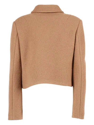 Fay Structured Wool Jacket With Hook Closures In Brown