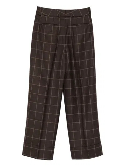 Incotex Wool Trousers Featuring Checked Design In Brown