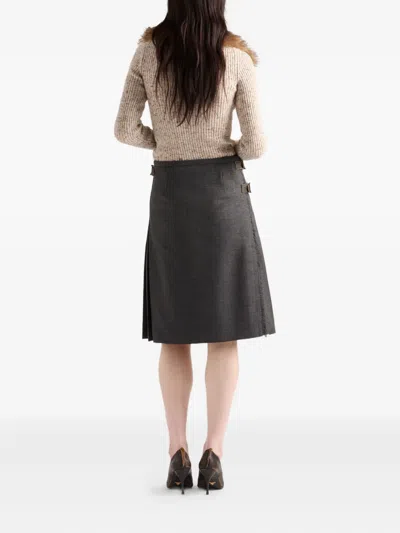 Prada Speckled Wool-linen Rib Polo Sweater In Neutral