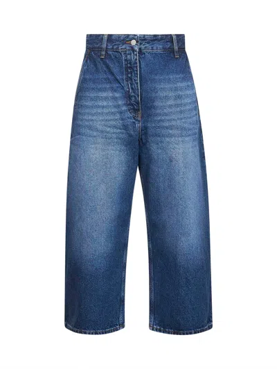 Studio Nicholson Blue Denim Chalco Cropped Jeans In Blue