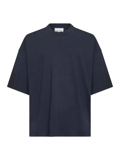 Studio Nicholson Blue Crew Neck Cotton T-shirt In Black