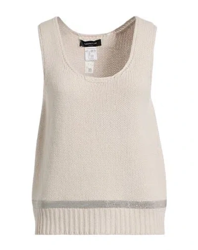 Fabiana Filippi Woman Top Off White Size 12 Virgin Wool, Silk, Cashmere, Ecobrass In Neutral