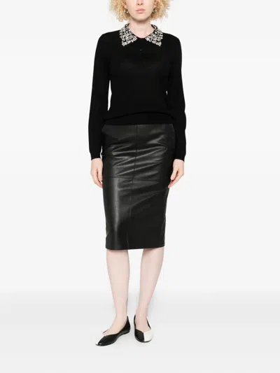 Liviana Conti Embellished-collar Polo-neck Sweater In Black