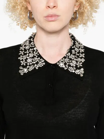 Liviana Conti Embellished-collar Polo-neck Sweater In Black