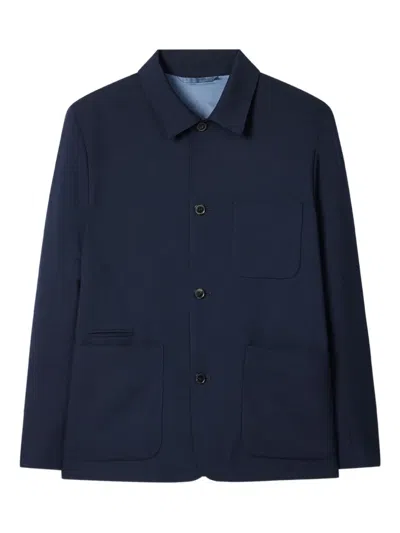 Paul Smith Buttoned Cuffs Collared Jacket With Patch Pockets In Blue