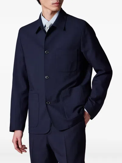 Paul Smith Buttoned Cuffs Collared Jacket With Patch Pockets In Blue