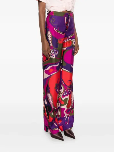 Pucci Printed Trousers With Elastic Waistband And Pockets In Multi